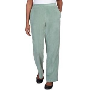 Alfred Dunner Women's Pullon Elastic Waist Classic Fit Corduroy Pants Sage Green